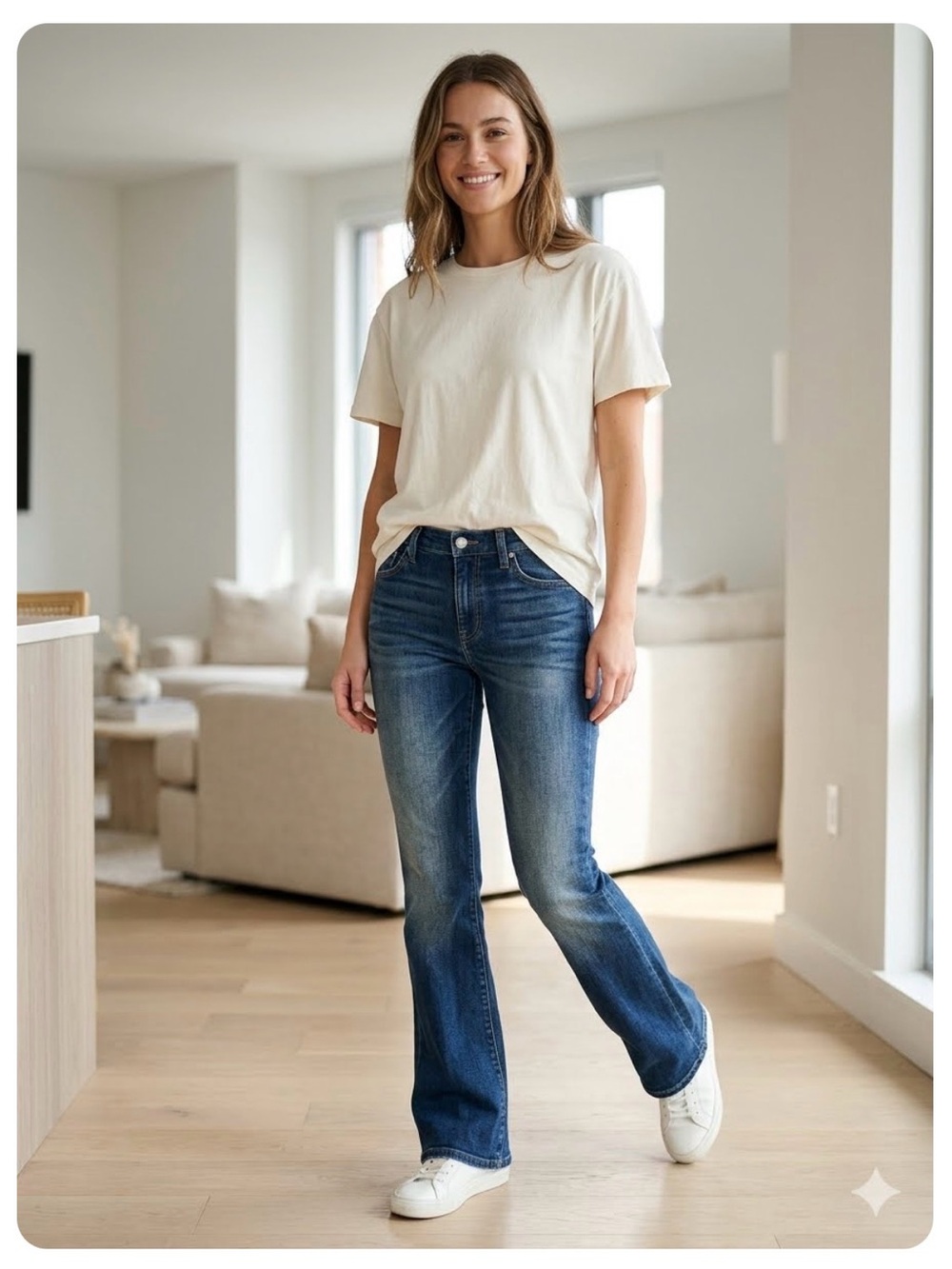 Current/Elliott Light Blue High-Rise The Lou Cropped Flair Mina Straight Jeans